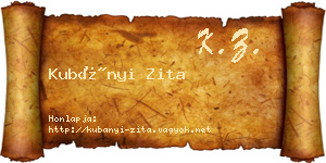 Kubányi Zita névjegykártya